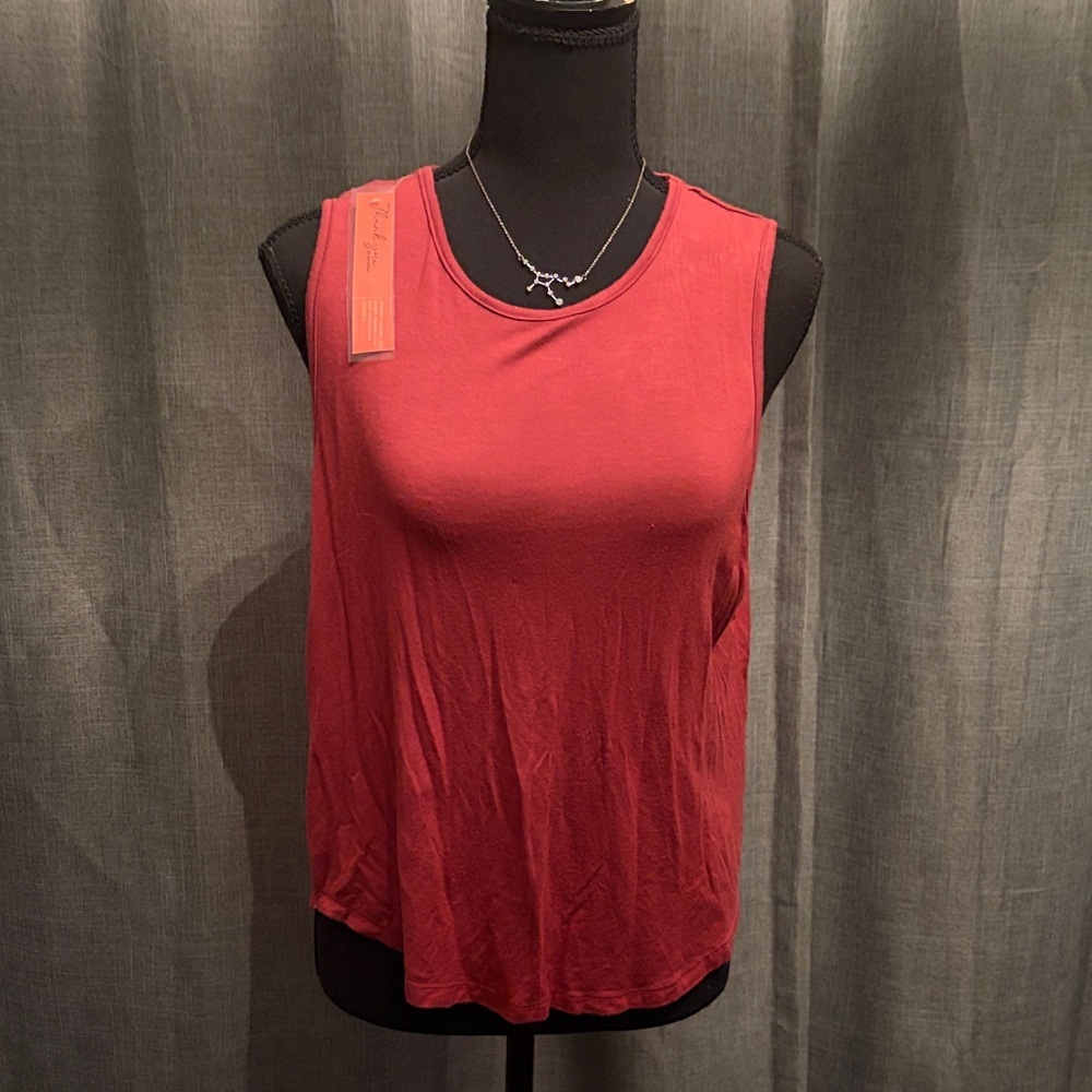 Interval Elegant Red Sleeveless Tank Top